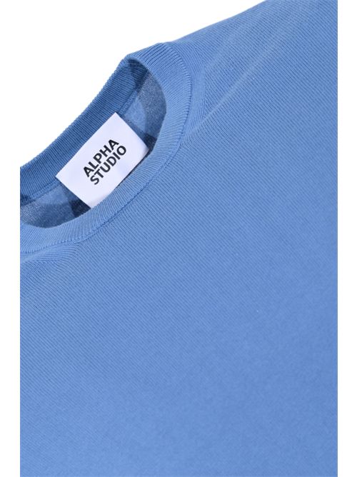 Maglia girocollo in filato di cotone Denim Alpha studio | AU-5002C1007